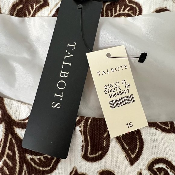 Talbots Womens Floral Pleated A Line Skirt Brown Linen Blend Pockets size 16 - Picture 8 of 11
